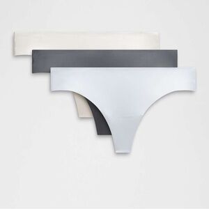 NWT Lululemon Invisiwear Mid Rise Thong Underwear 3 Pack Starch Blue Cotton - M